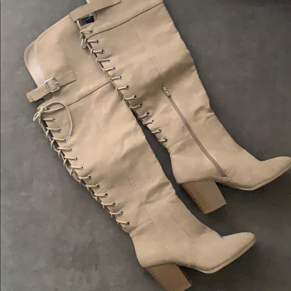 Taupe Over the Knee Boots